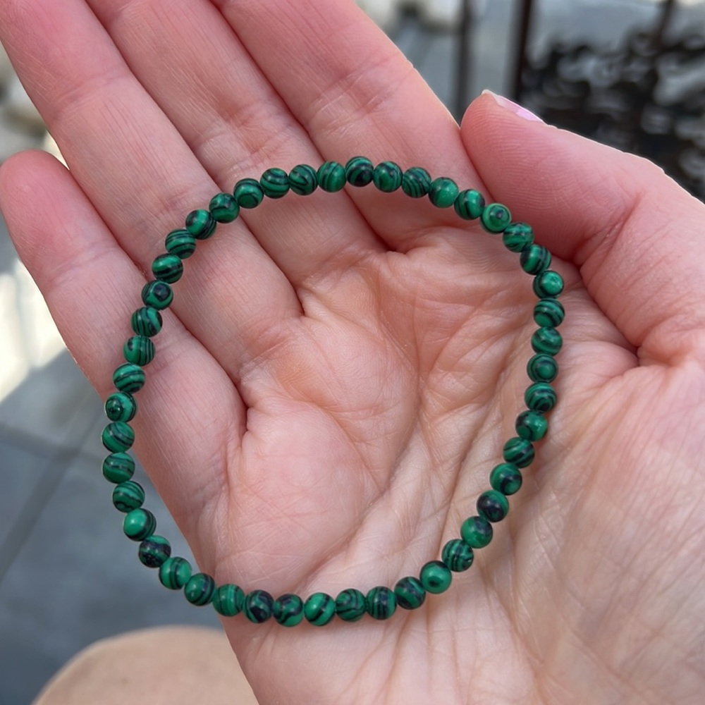 Green Beaded Stretch Bracelet - Handcrafted Women’s Bracelet